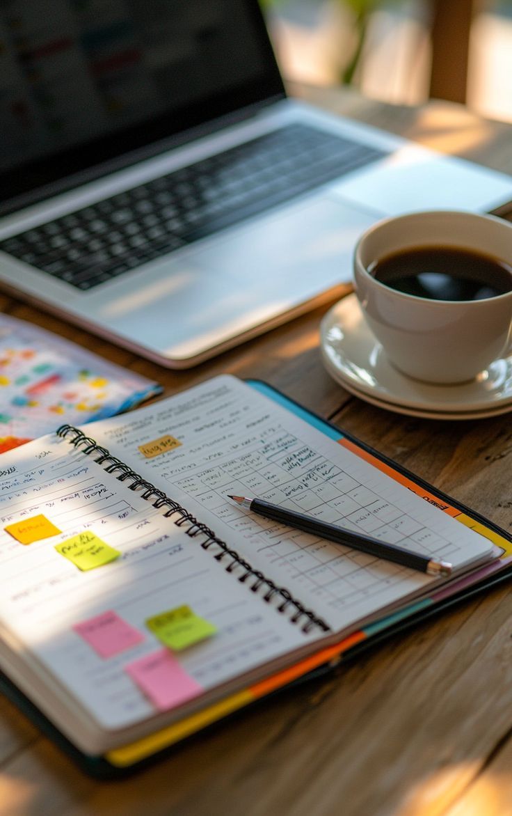 Notebook with strategy notes and diagrams